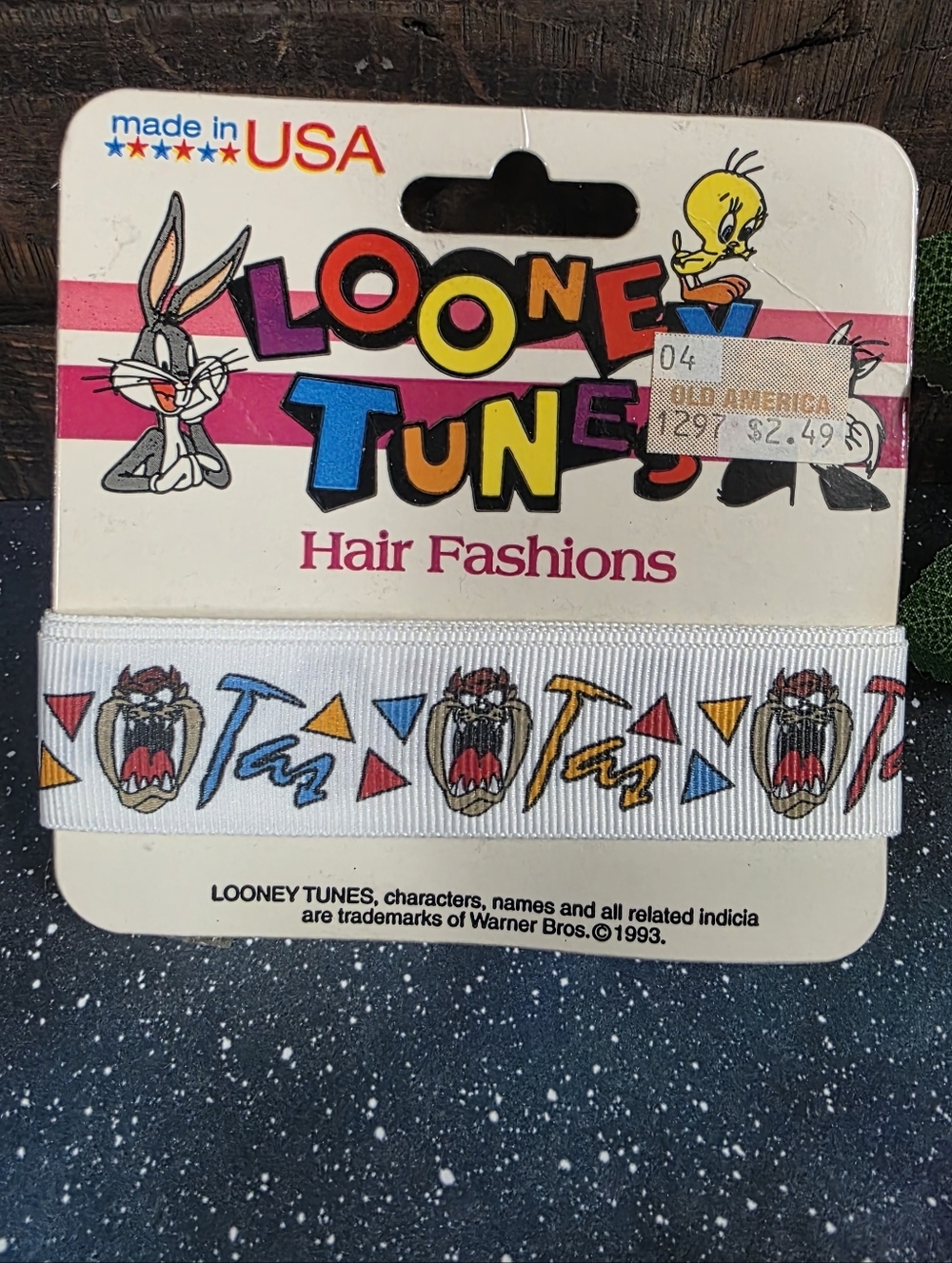 Looney Tunes Taz Ribbon Hair Fashions Vintage 90s Craft Supply Accessory